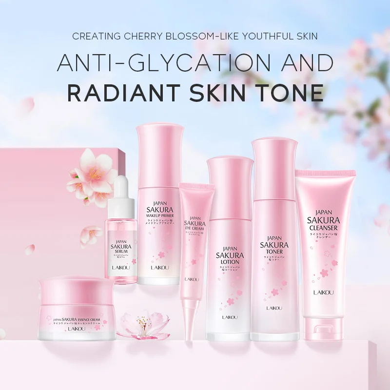 7pcs/Set LAIKOU Sakura Facial  - Skincare Niacinamide ulasan dan harga